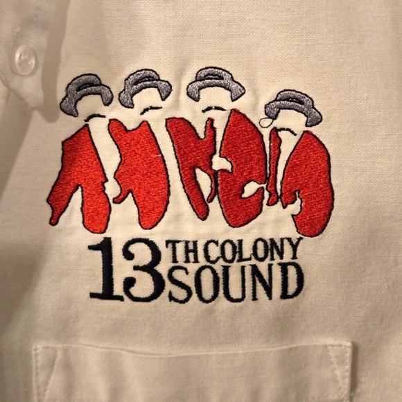 Edwards White & Red Casual Button Down Shirt Barber Shop Quartet Graphics size M - Picture 3 of 10